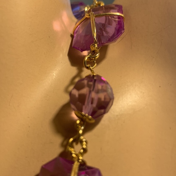 CHUNKY FAUX COSTUME AMETHYST NECKLACE PURPLE - Picture 5 of 11